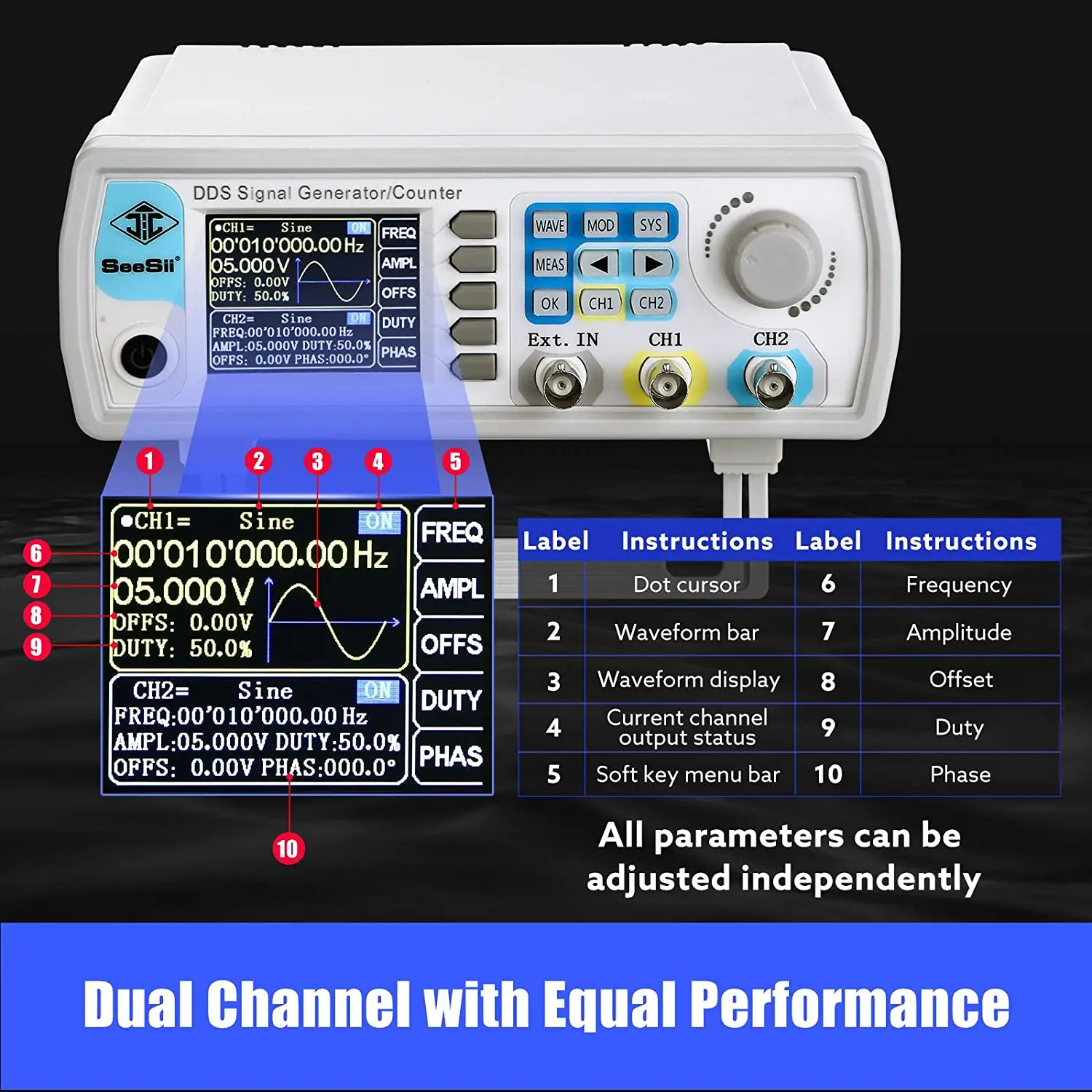 Professional Upgraded DDS Signal Generator Counter 15MHz LCD Display High Precision 200MSa/s Dual-Channel Arbitray Wavef