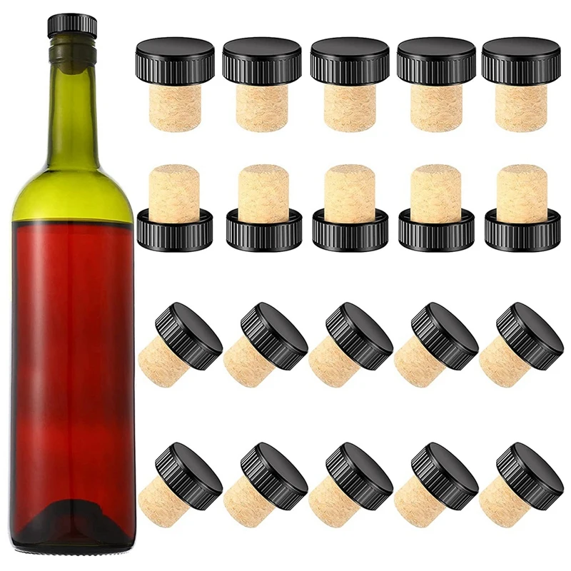 24 Pieces Cork Plugs Cork Stoppers Tasting Corks T-Shape Wine Corks with Top Wooden Wine Bottle Stopper Bottle Plugs