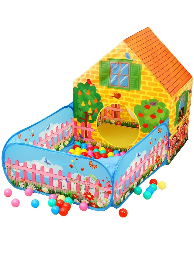 Portable Play Kids Tent with LED light Children Indoor Outdoor Ocean Ball pool game tent Castle Room House toy