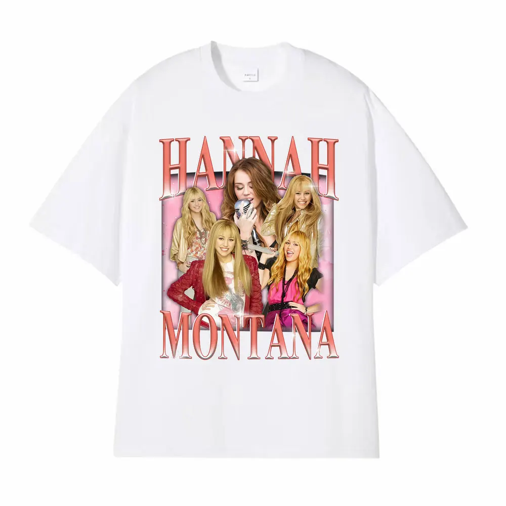 Hannah Montana Vintage 90s Graphic T-shirt Men Women's Clothing Aesthetic High Street T Shirts Cotton Short Sleeve T-shirts