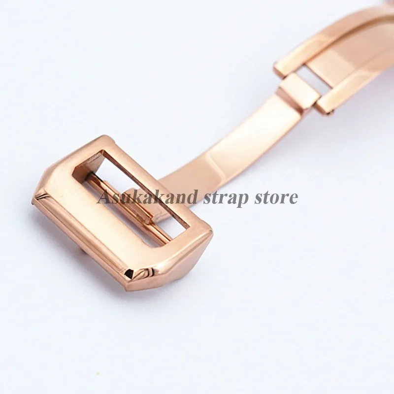 18 مللي متر الفولاذ المقاوم للصدأ للطي مشبك ل IWC الطيار مارك البرتغالية مشبك ساعة المطاط النايلون حلقة من جلد نشر المشبك زر