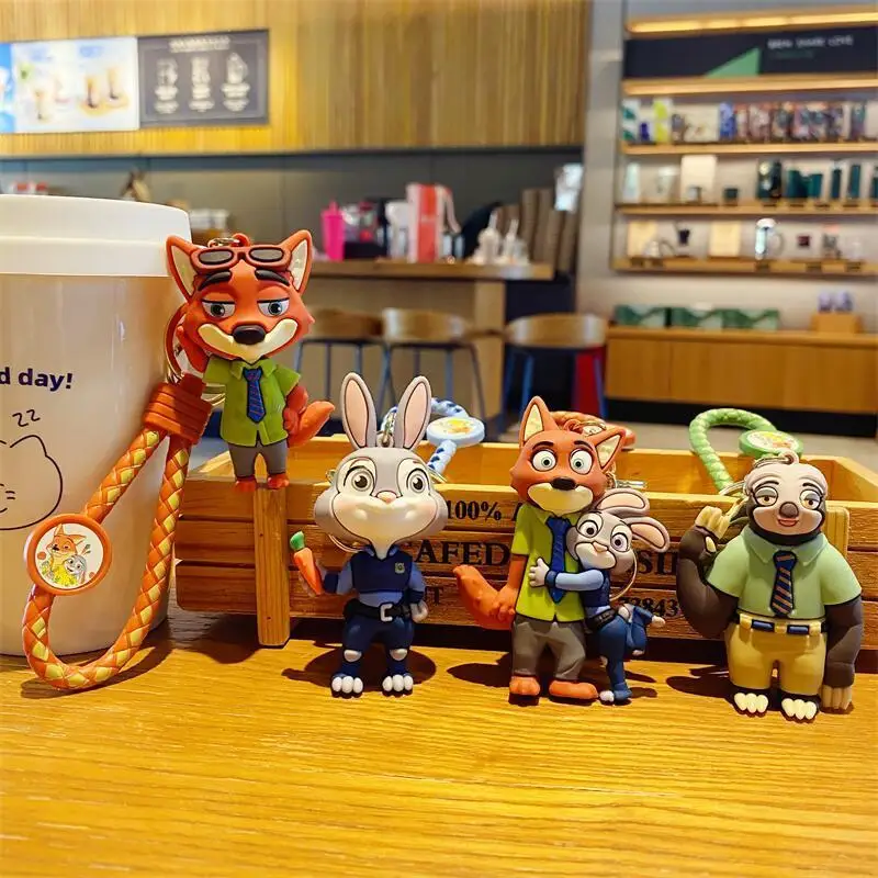 

Cartoon Crazy Zootopia Judith Nick Doll Keychain Pendant Creative Couple Keychain Car Key Backpack Pendant Accessories Gifts