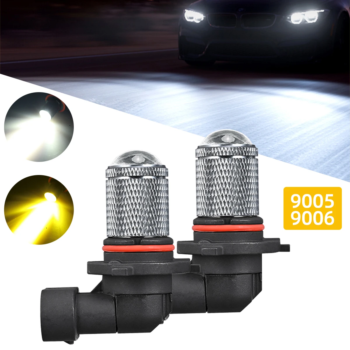 

90059006 Auto LED Headlight Bulbs with Aerospace Lens and Dual Cooling System for Fog Lights 12 Volt to 60 Volt