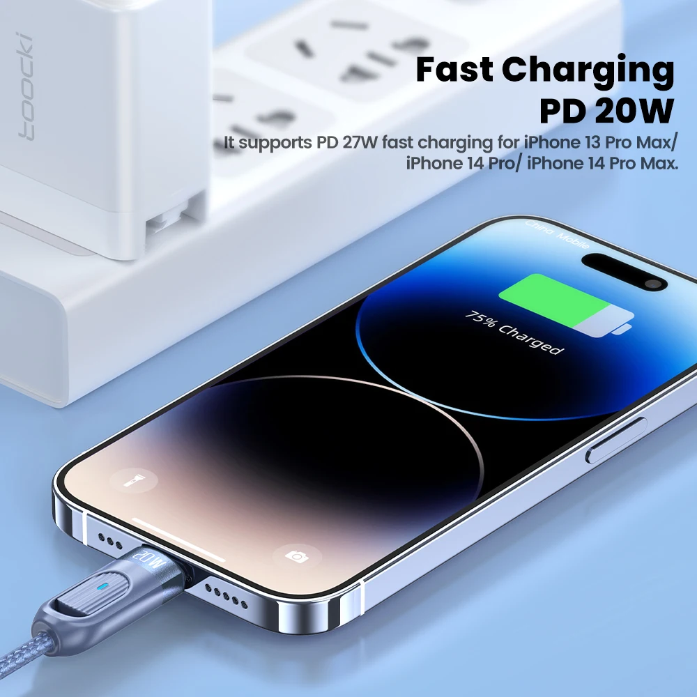 Toocki PD 20W Type C To Lightning fast Charger Cable For iPhone 14 13 12 11 Pro Max Plus XR XS Spring Telescopic Charging Wire