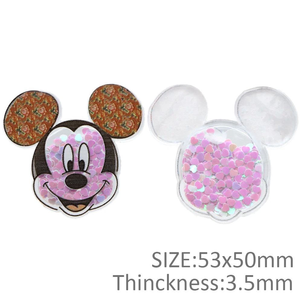 Disney Mickey Minnie Quicksand Shakers akrylowa planarna żywica Ornament DIY szpilka wyroby jubilerskie łatka do dekoracji aplikacja