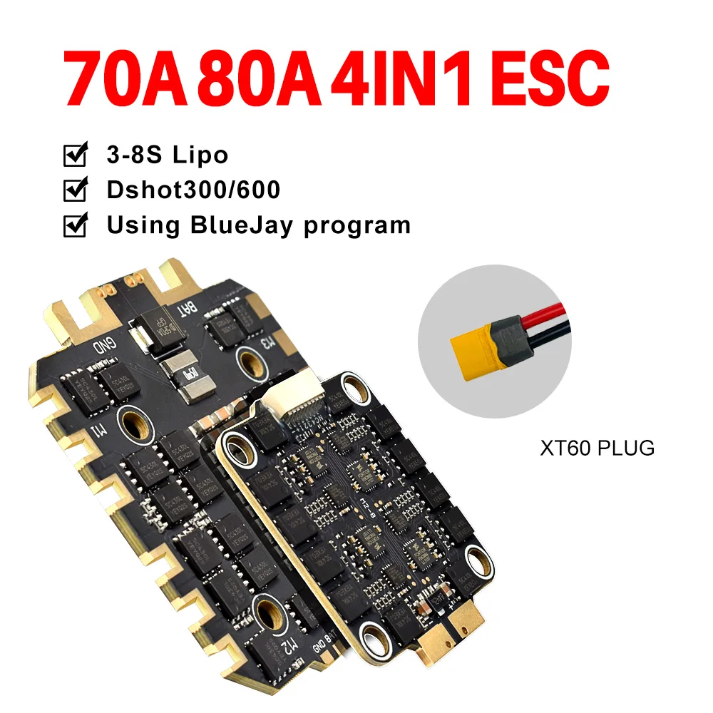 H743 70A/80A Flight Stack H743 Flight Control 4in1 ESC 3-8S Lipo 30,5x30,5mm Dual ICM42688 Gyro 7 UART Für RC Racing Drone – Detail 4