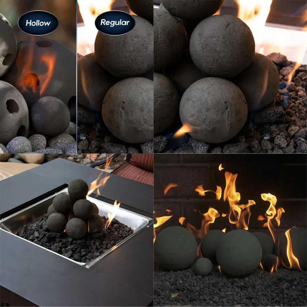 

Набор из 14 керамических огневых шаров для костровых чаш (для использования в помещении/на улице) - современный серо-оловянный цвет, 4 дюйма