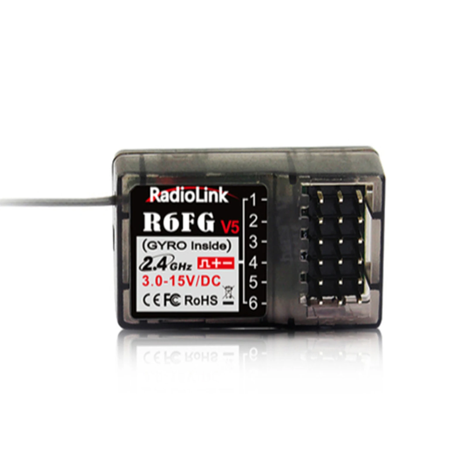 Radiolink R6FG V5 2.4G 6CH FHSS Receiver Gyro Inside for RC6GS V2/RC4GS V2/T8S/T8FB Remote Control Transmitter