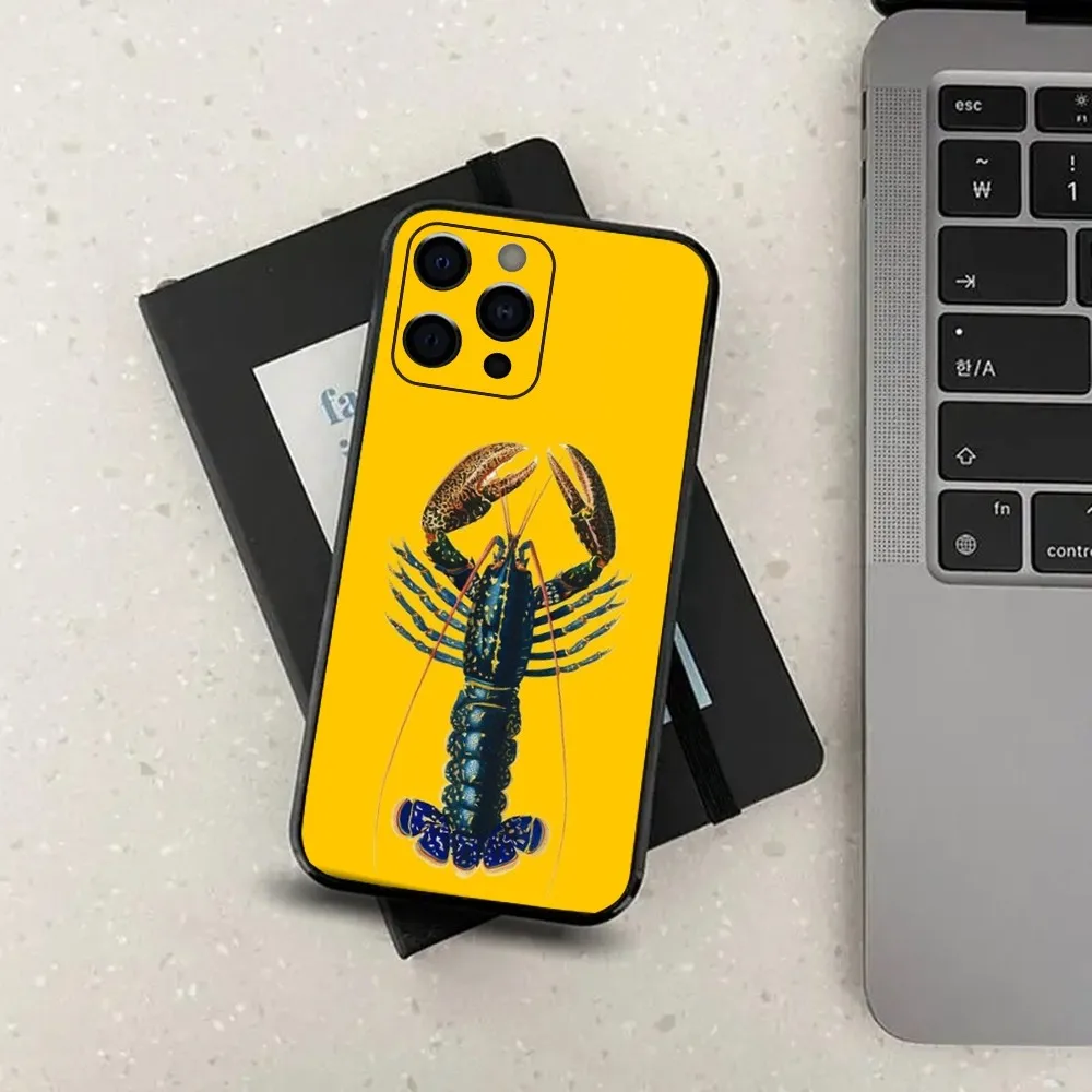 Animal Lobster Phone Case For Apple iPhone 15,14,13,12,11,Pro,X,XS,Max,XR,Plus,Mini Soft Black Cover