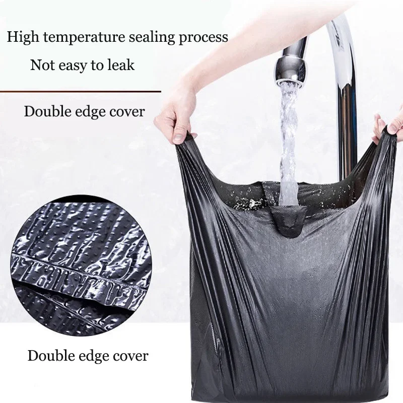 50 PCS Not Easy To Break Handle Portable Garbage Bag Thickened Disposable Plastic Bag Trash Bags Waste Bin Rubbish Bags 1 Dozen