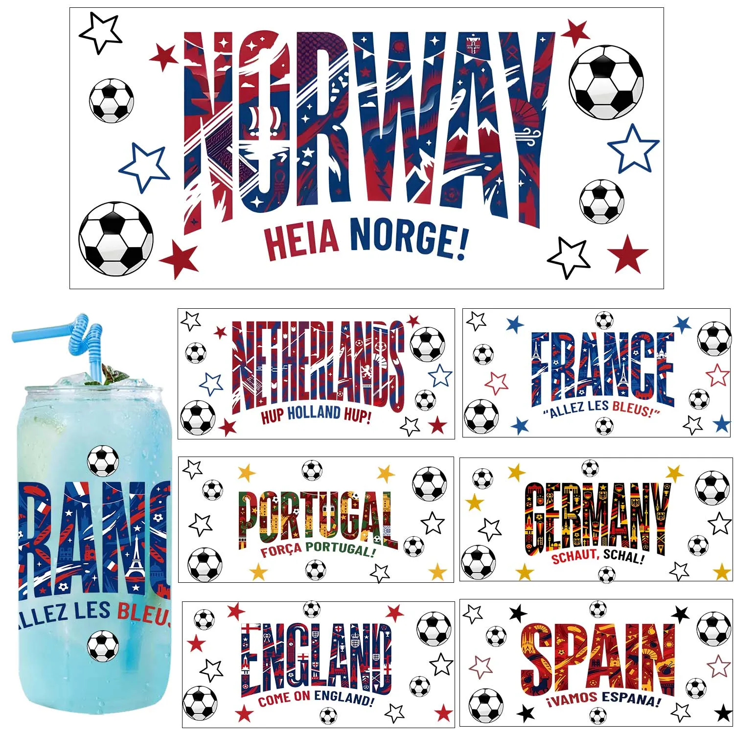 1/5pcs Sheets 2006 Football Cup Game day UV Sticker DIY Decals 3D transfers uvdtf tumbler seal stickers 16oz uv dtf cup wraps