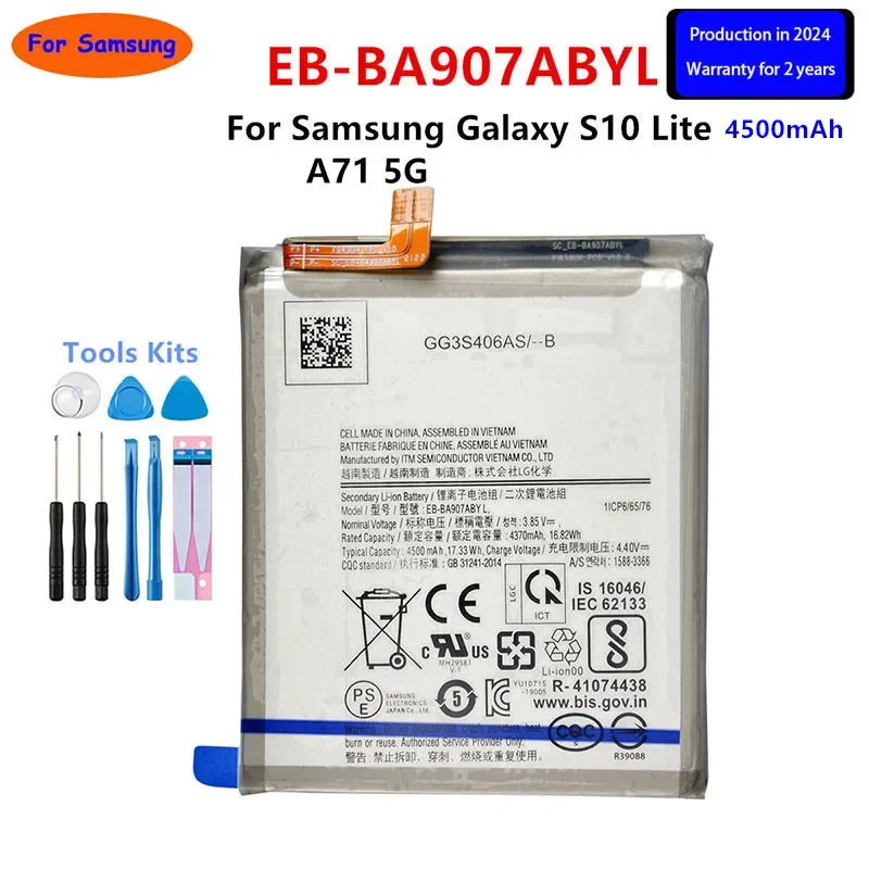 

2024 yearsBrand New EB-BA907ABY/ EB-BA907ABYL 4500mAh High Quality Replacement Battery For Samsung Galaxy S10 Lite A71 5G +Tools