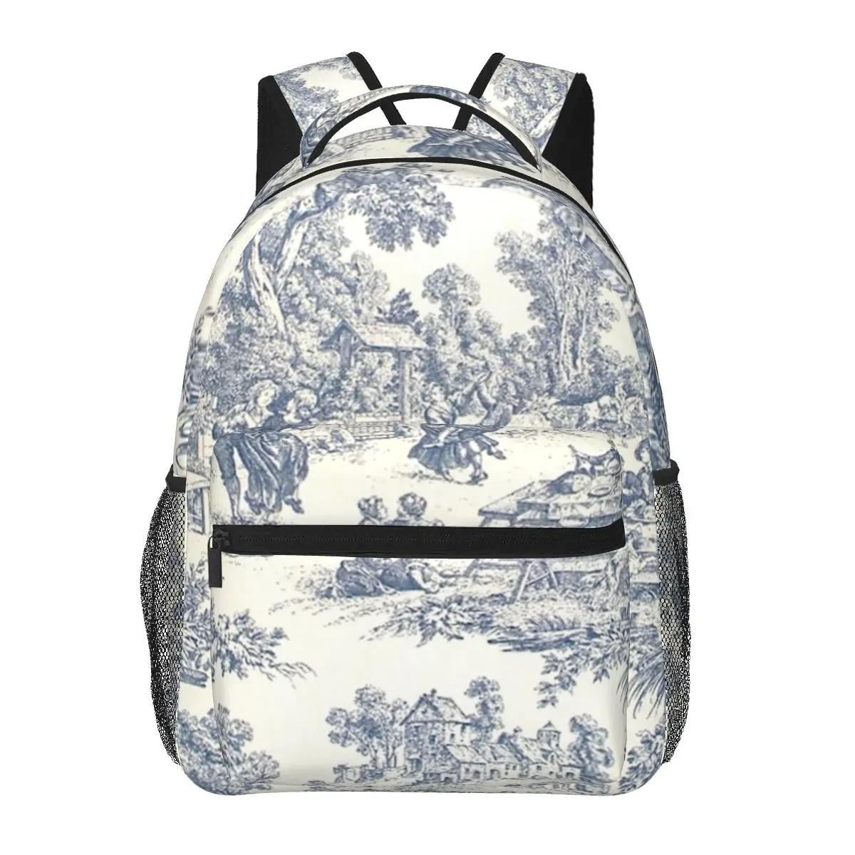 

Toile De Jouy Number 2 Student Backpack School Bag Hiking Travel Daypack for Boys Girls Fashion Bookbag Shoulder Bags