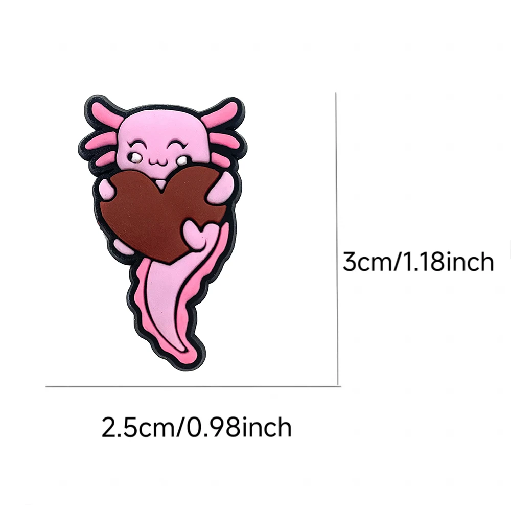 12-100pcs Cartoon Pink Blue Salamander PVC Shoe Accessories Suitable For Hole Shoes And Beach Bags DIY Detachable Accessory