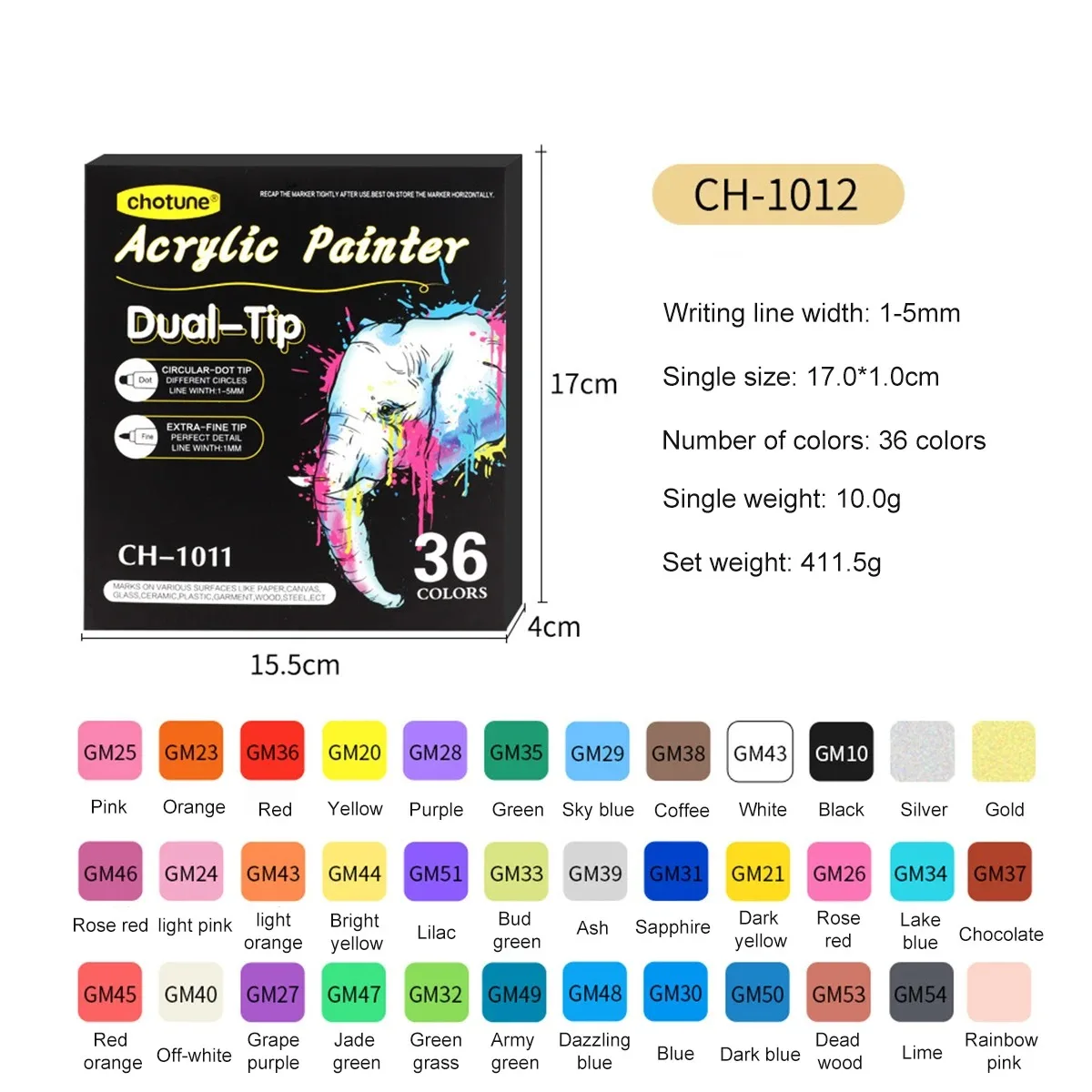 Acrylic Marker Set 12/24/36Colors Quick-Drying Non-Fading for Children Drawing Student Art Supplies Metal Glass Graffiti Markers