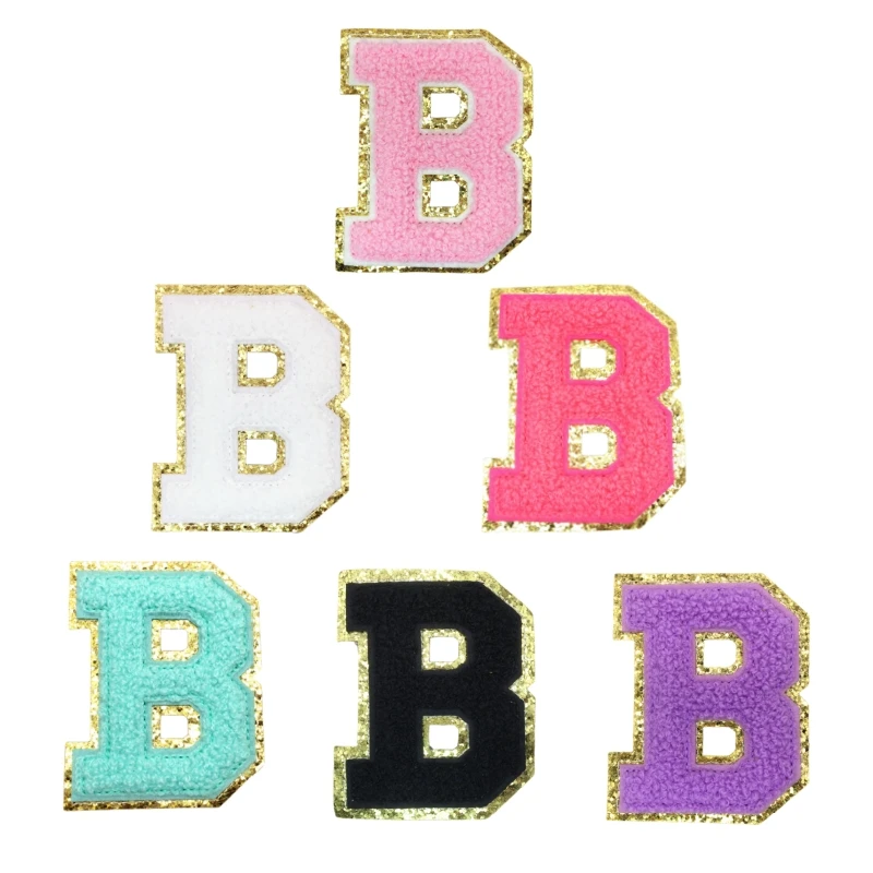 6pcs Chenille Letters Patches Embroidery Iron on Letters Patch Appliques for Clothing Stickers DIY Accessories Large size: 8.2CM