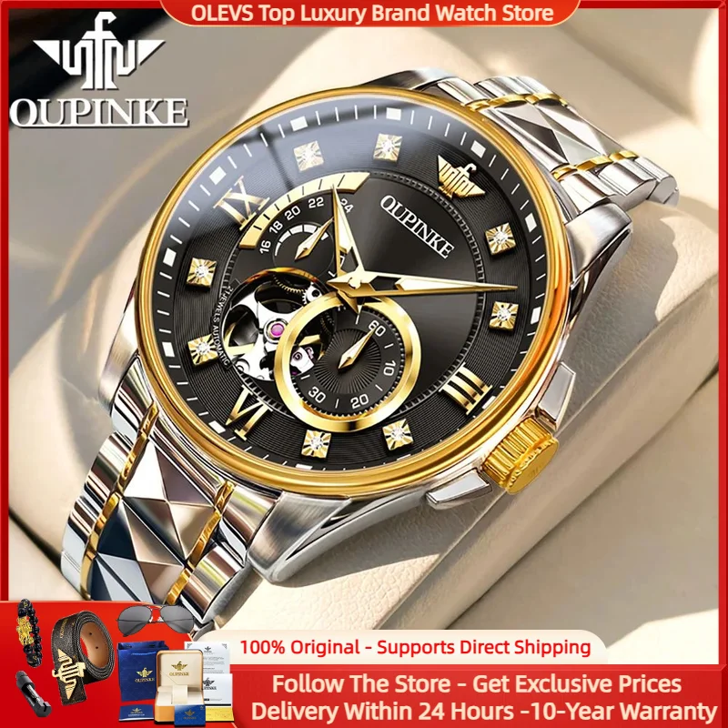 

OUPINKE Original Automatic Men Watch Imported MIYOTA Japan Movement Tungsten steel Mechanical Men's Watches Business Formal