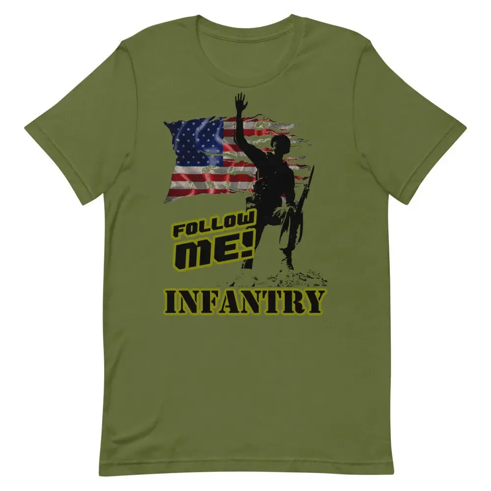 

Follow Me US Army Infantry T-Shirt 100% Cotton O-Neck Short Sleeve Summer Casual Mens T-shirt Streetwear