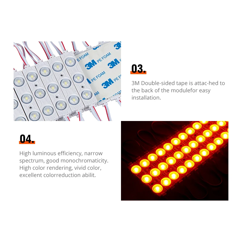 20 szt. 2835 modułu LED 3 diody Led 1.5W 130lm z obiektywem 12V DC IP65 źródło światła dla znaki reklamowe modułu LED pojedyncze