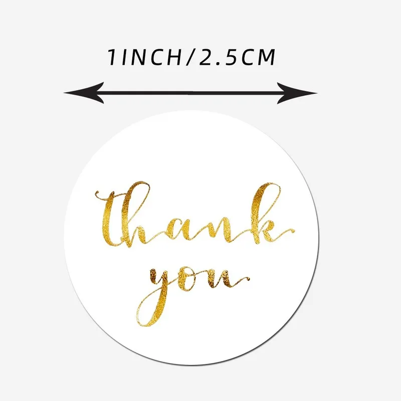 3 styles 500pcs gold foil thank you sticker scrapbooking for envelope seal labels stickers pink white black stationery sticker image 2