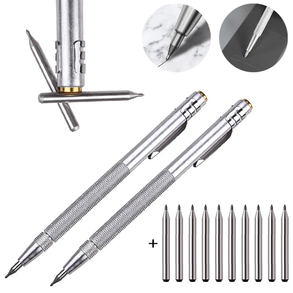 10Pcs Scriber Pen Tungsten Carbide Engraving Pen Marking Carving Scribing Marker For Glass Ceramic Metal Woodworking Tools