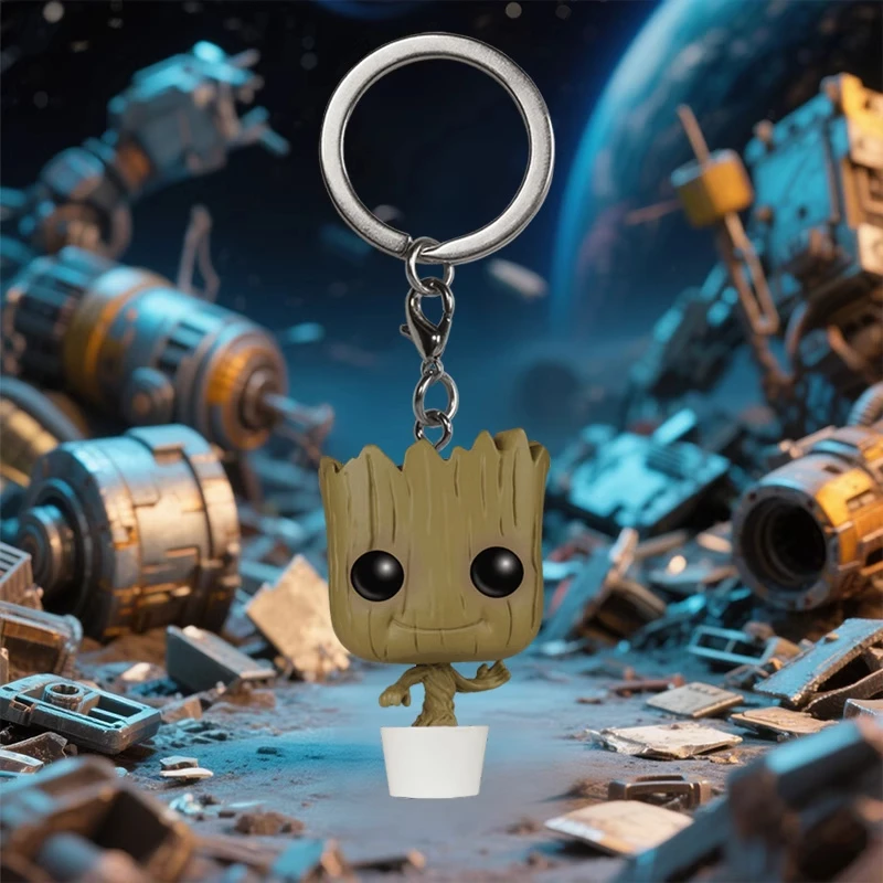 Genuine Edition FUNKO POP Guardians of The Galaxy Groot Keychain Anime Desktop Decoration Ornament Model Toys Collectible Model