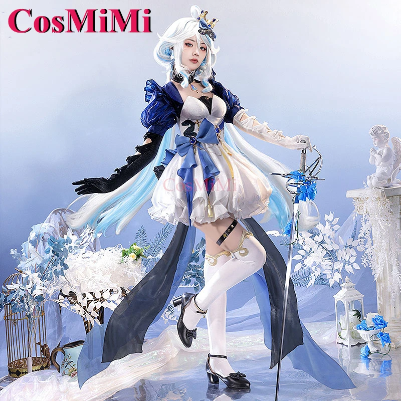 CosMiMi لعبة Genshin تأثير Furina تأثيري حلي الزبرجد أليس رائع فستان حلو كرنفال حفلة لعب الأدوار الملابس S-XL