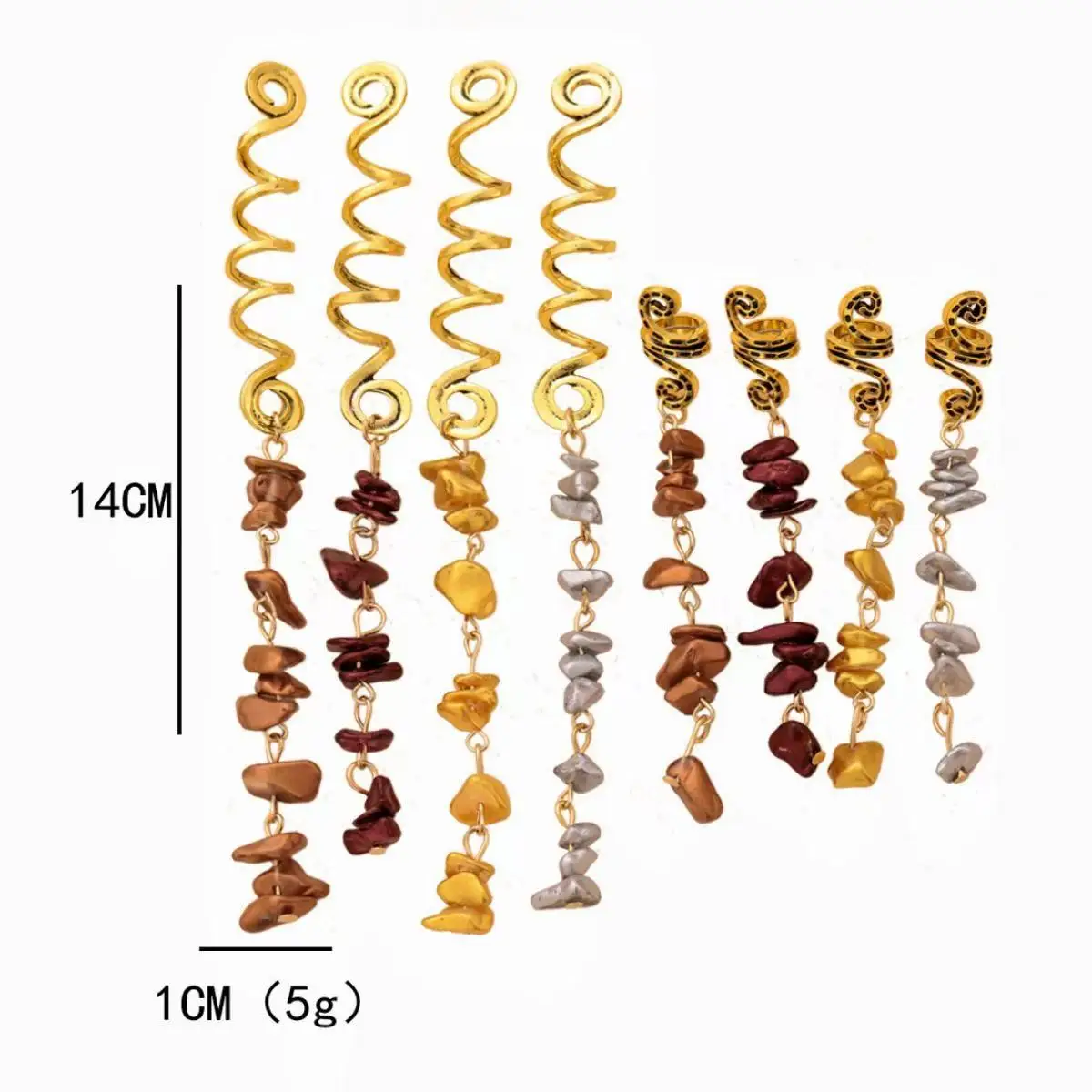 8PCS Viking Snake-Shape Retro Pendant Dreads Hair Rings Ancient Norse Style Beadings for Fashion Accessories view 4