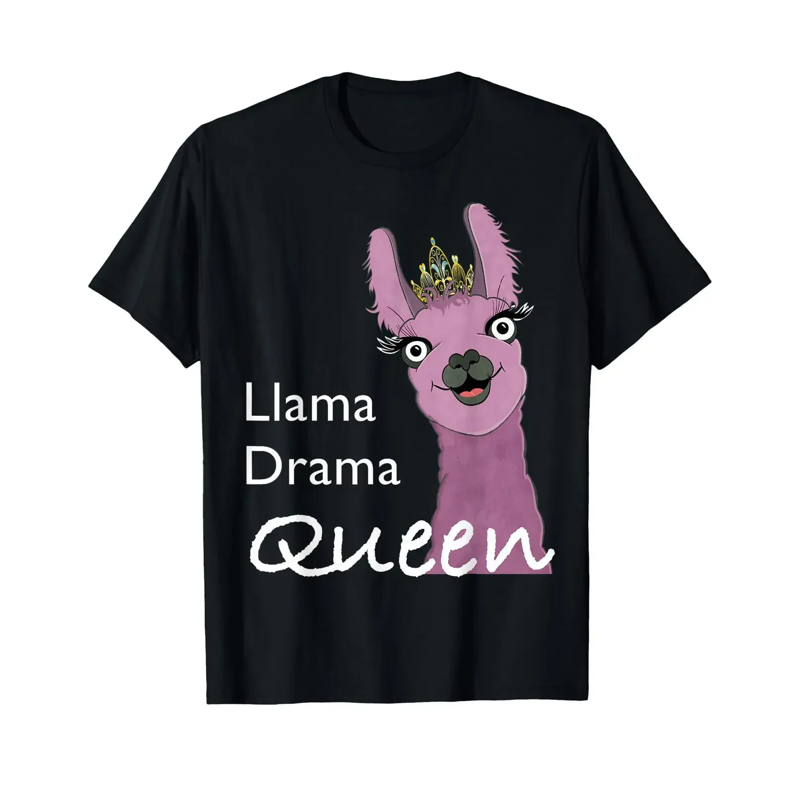 Llama drama queen T Shirt vintage Washed Top For Everyday Wear Breathable Comfortable Versatile graphic homme fashion Stylish