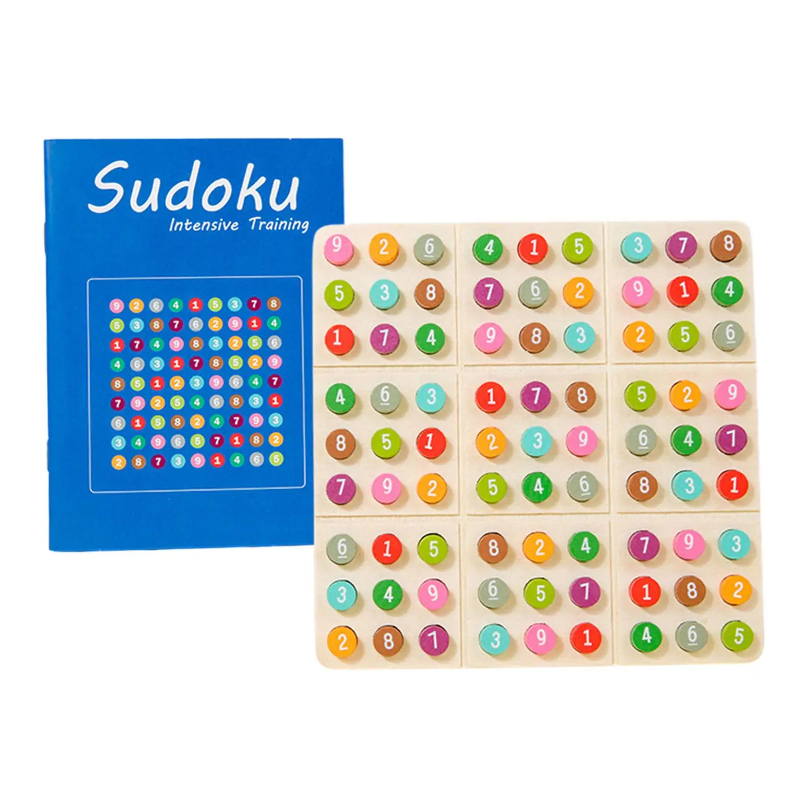 Rompecabezas de Sudoku de madera, juego de pensamiento numérico aritmético, clasificación de colores