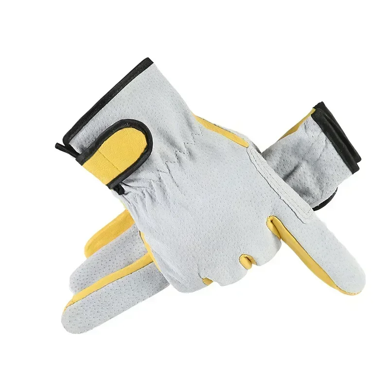 Guantes de trabajo de cuero para trabajadores, protección de seguridad para soldadura, jardín, deportes, conductor de motocicleta, resistentes al desgaste, aislamiento térmico