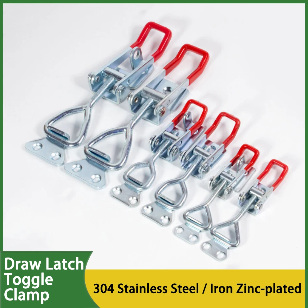 1Pcs 304 Stainless Steel & Zinc Plated Iron Adjustable Toggle Latch Clamp For Case Box Cabinet Door Lock Hasp Anti-Slip Tools
