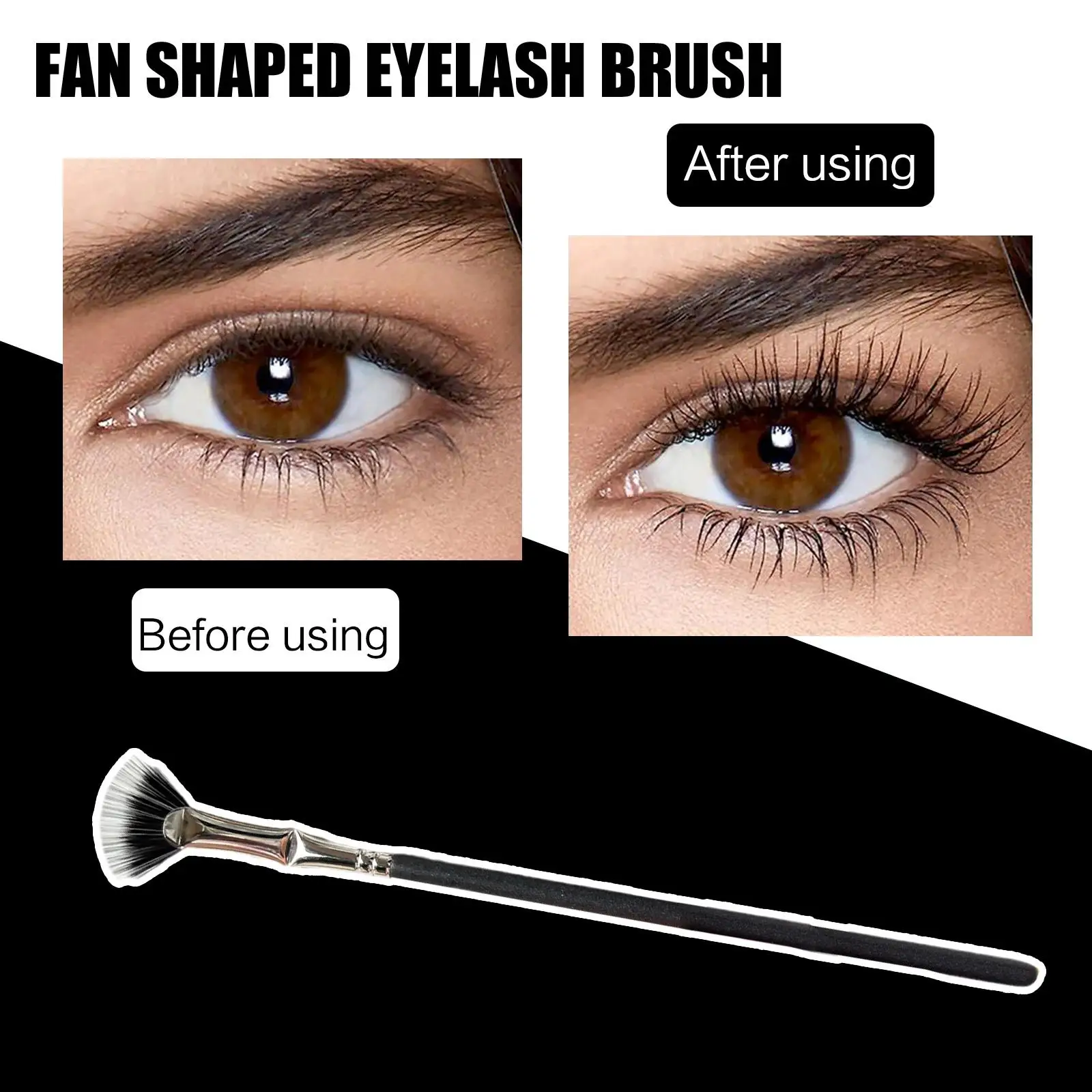 Eyelash Brush Fan Bent Lash Fan Brush Small Fan Brush Fiber Bent Eyes Fan Makeup Dual Mascara Hair Synthetic Tools T1G3