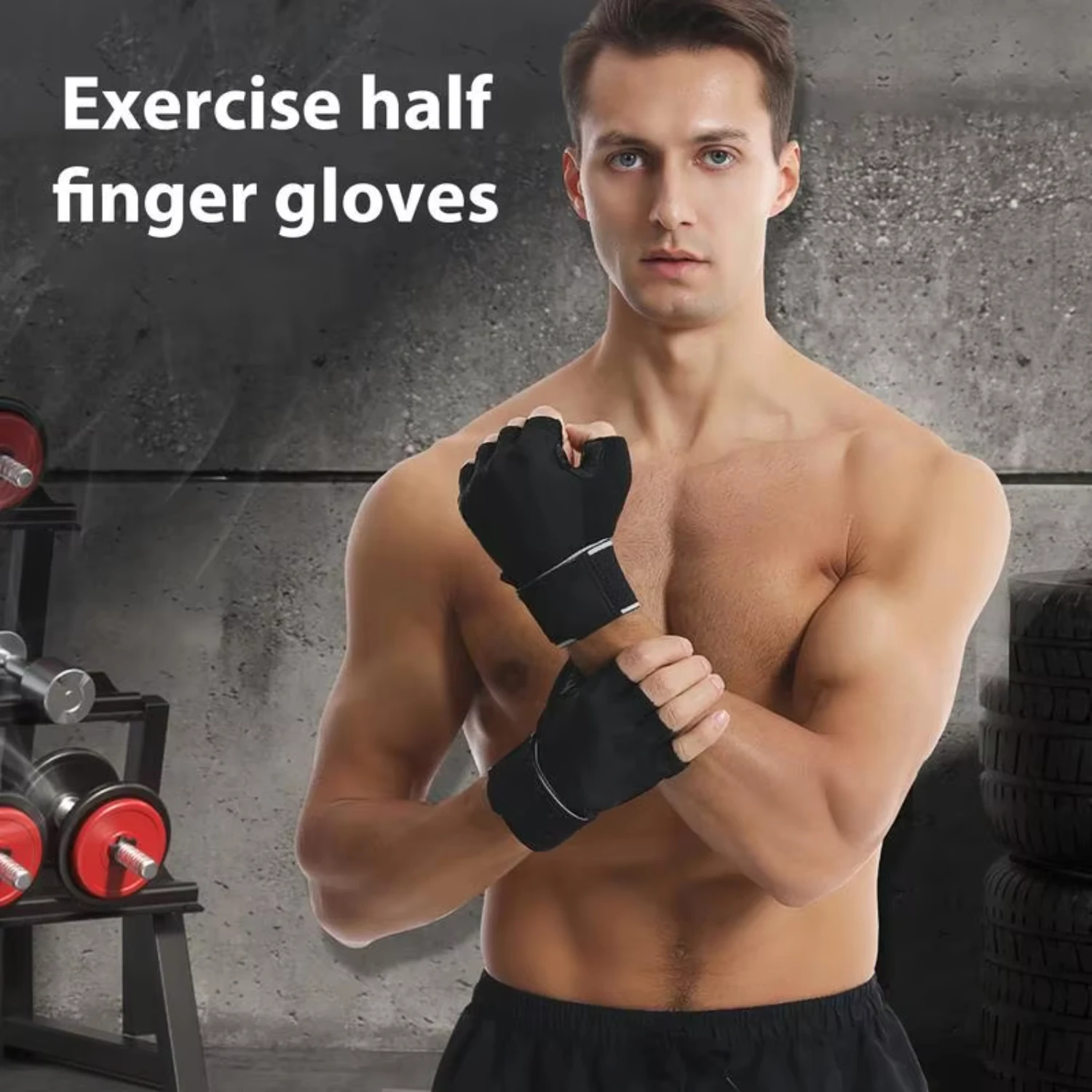 Workout Gloves Adjustable Fingerless Gloves Excellent Grip &  Protection  Men And Women  Weightlifting Training