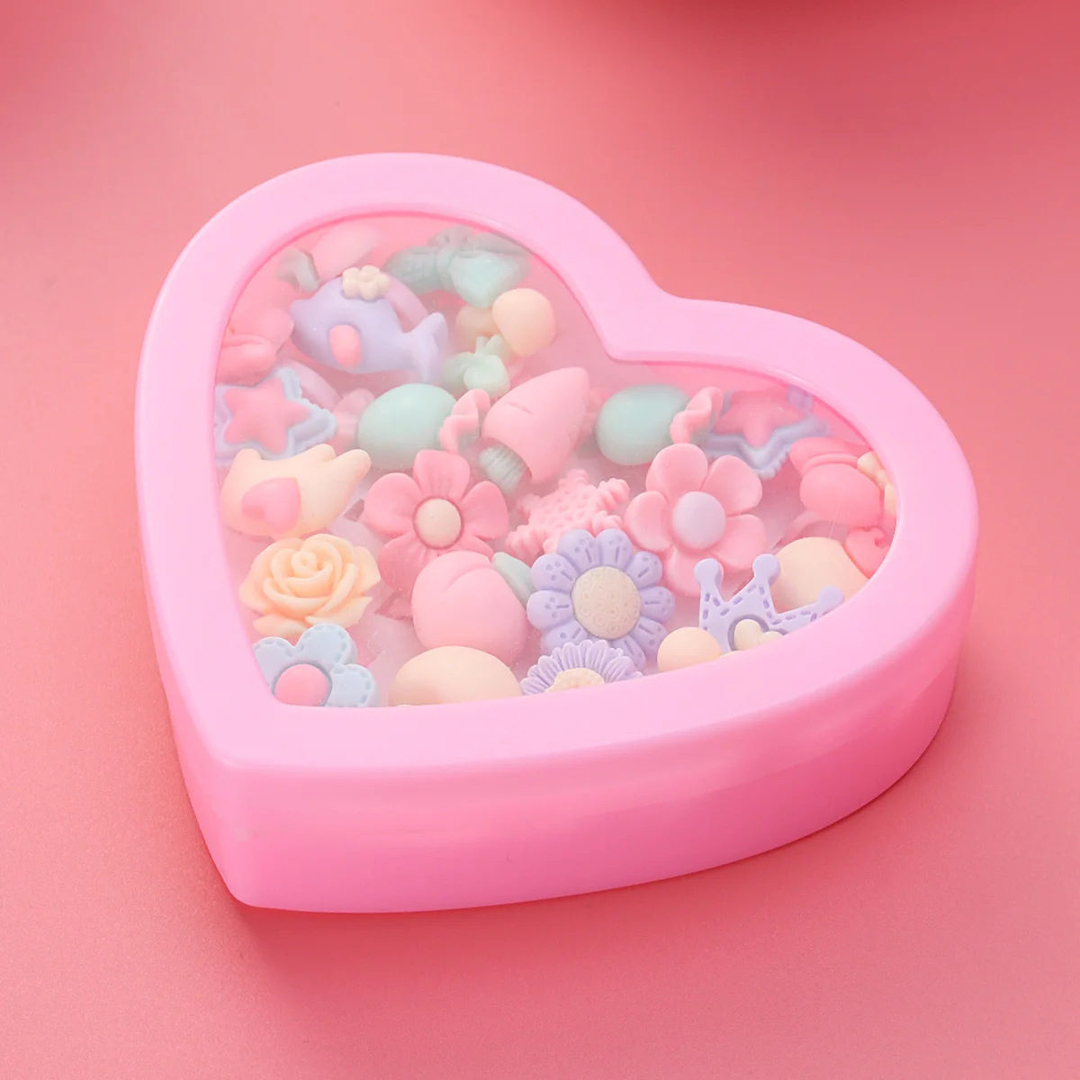 

24Pcs Vibrant Cartoon Rings For Children Birthday Gift Packed In Heart-Shaped Box For Girls