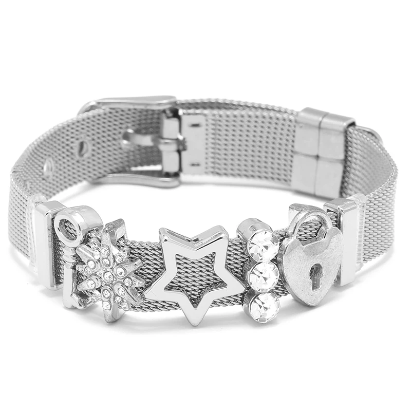 10 مللي متر الحب مفتاح القفل الخرز شبكة من الاستانلس استيل أساور Charm بها بنفسك سحر حارس أساور الإسورة للنساء صديقة الرجال المجوهرات