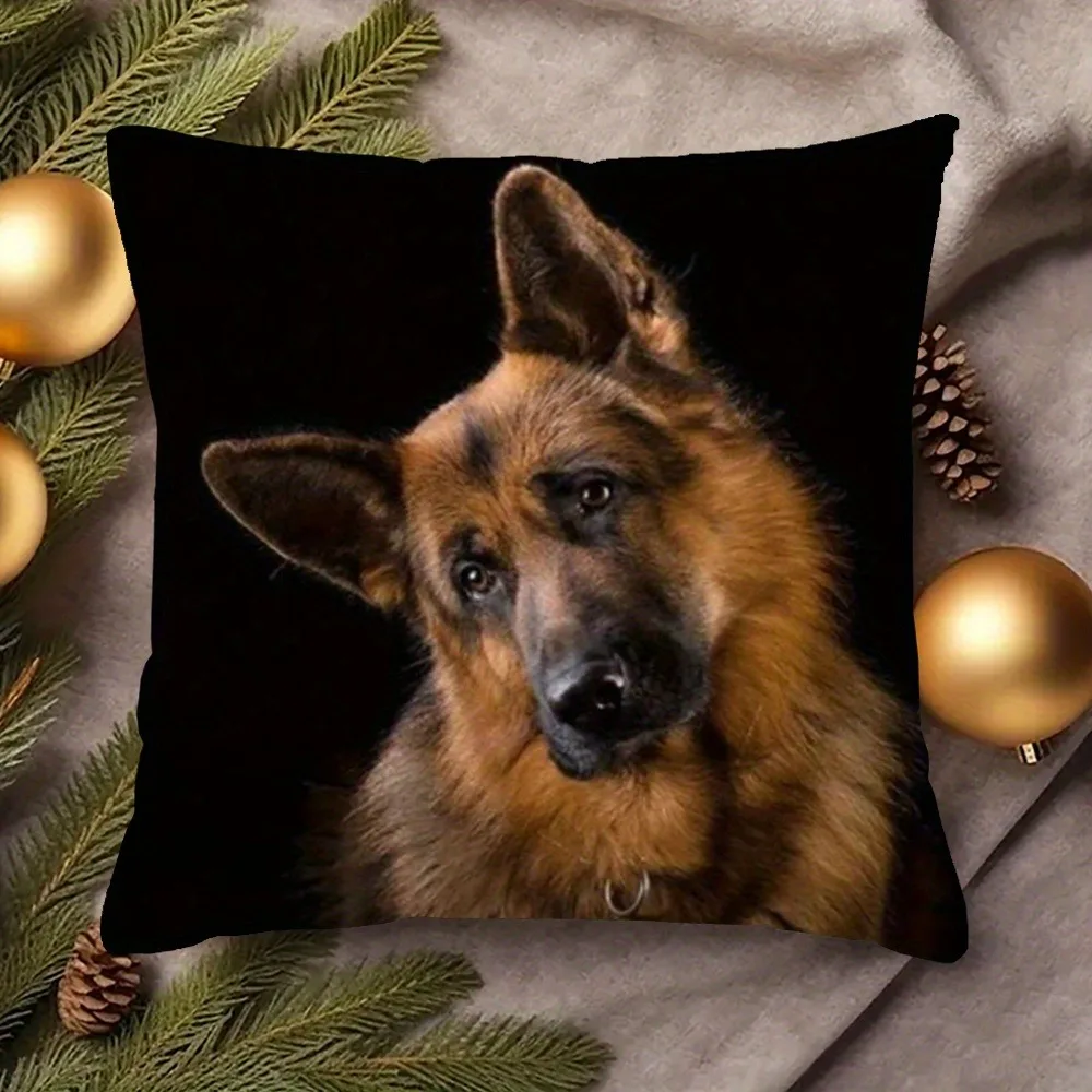 German Shepherd Pattern Square Pillowcase Cushion Cover Christmas Valentine Day Birthday Decor Throw Pillow Cover