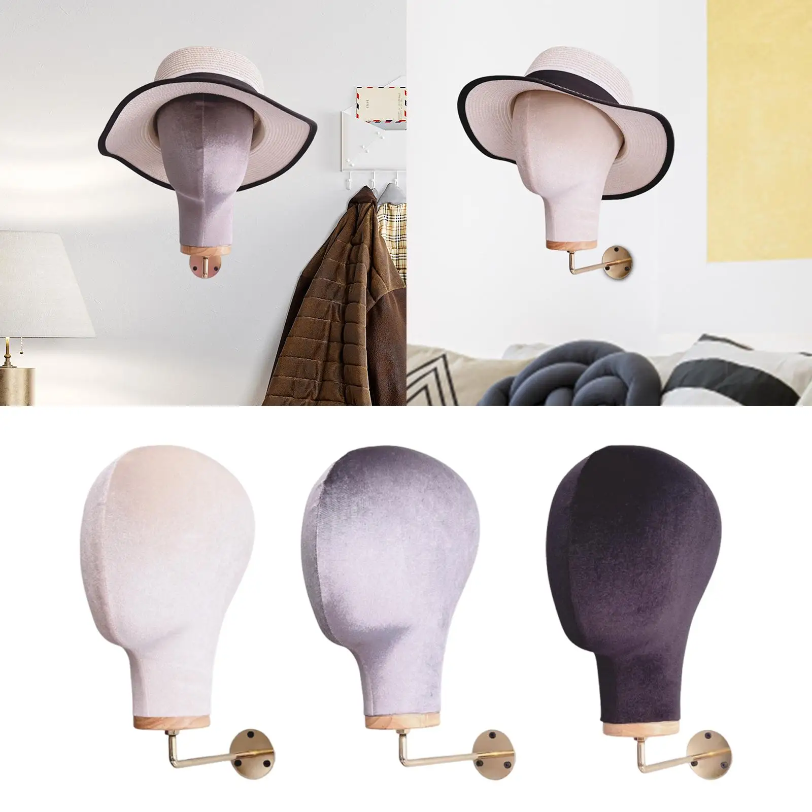 

Держатель для парика, настенный женский бархатный тканевый манекен, модель головы, шляпа, витрина, аксессуары для салонов, дома, магазина