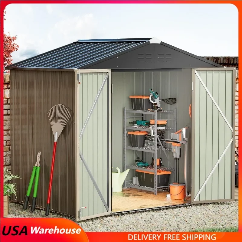 

Greesum Metal Outdoor Storage Shed Steel Utility Tool Shed Storage House Metal Sheds Outdoor Storage Backyard Garden Patio Lawn