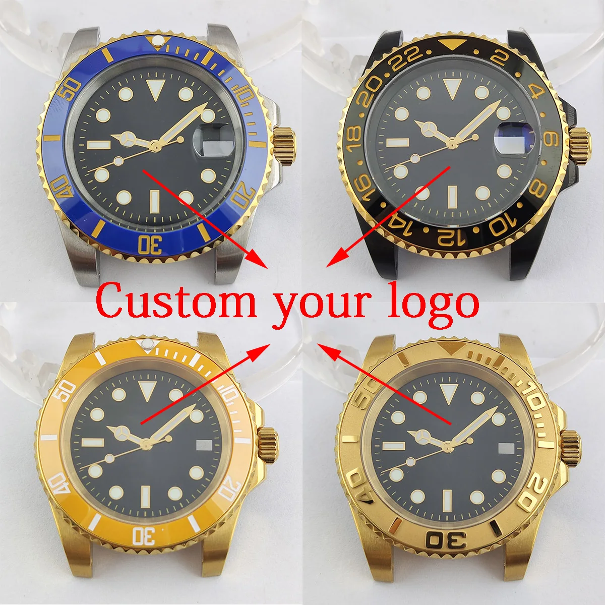 

Full gold NH35 Case 40mm Sapphire Glass nh35 Watch case nh36 case custom logo Watch hands part nh36 dial nh35 Movement nh35 dial