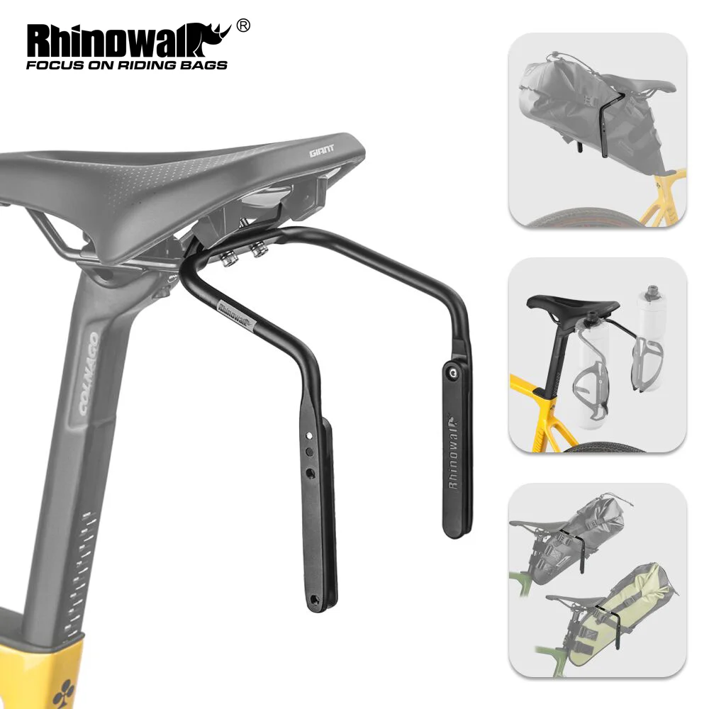 

Rhinowalk Bike Seatpost Mounted Stabilizer Support Water Bottle Cage Mount Saddle Stabilizer Rack Aluminum Rear Seat Bag Mount