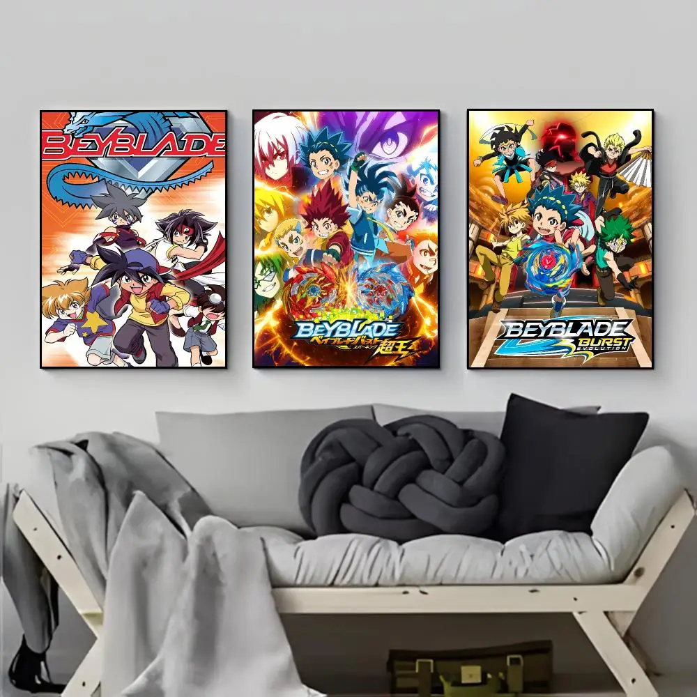 Dynamic Spinning Nostalgic B-Beyblade Poster Elegant Indoor Artwork Design & Contemporary Home Decor