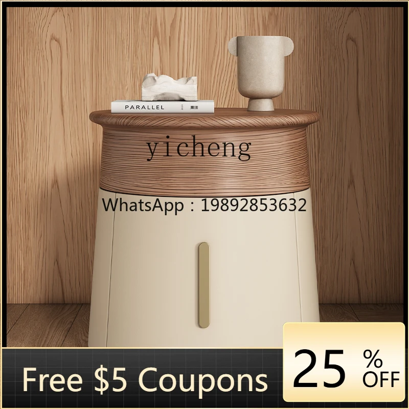 

AZ Cream Wind Round Modern Simple Bedside Table Household Light Luxury Premium Locker