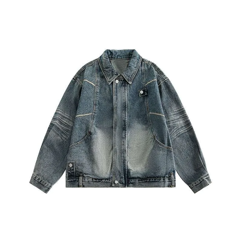 

Autumn and Spring Fashion Solid Color American Vintage Workwear Denim Jacket Men's Casual Loose Sports High Quality Outerwear