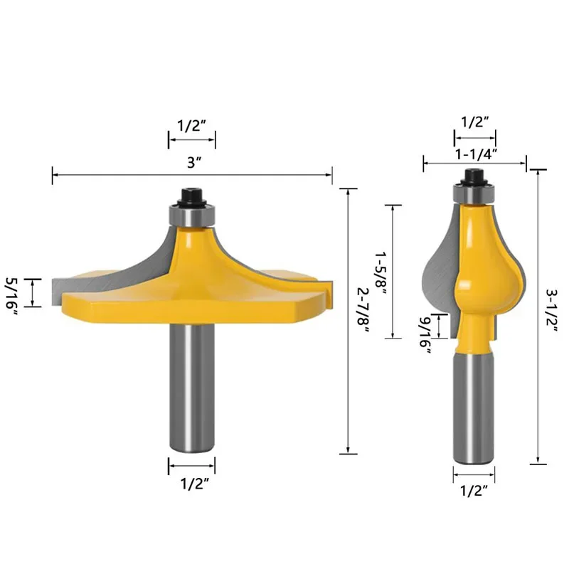 

2PC 12mm Shank Thumbnail & Beaded 2 Bit Handrail Router Set Line knife Woodworking cutter Tenon Cutter for Tools