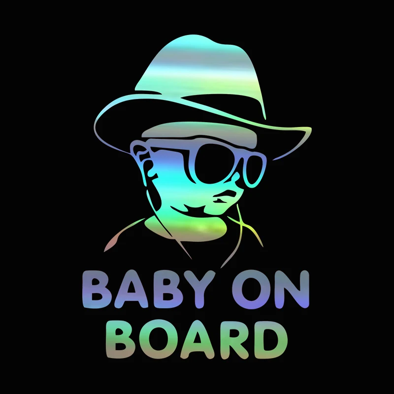 G081 Car Sticker Drop Shipping Baby On Board Funny Reflective Sunglasses Child Stickers and Decals Vinyl Car Styling