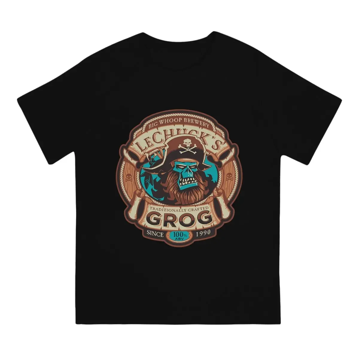 Monkey Island Game LeChuck Elaine Guybrush Polyester TShirts Grog  Beer Print Homme T Shirt New Trend Clothing