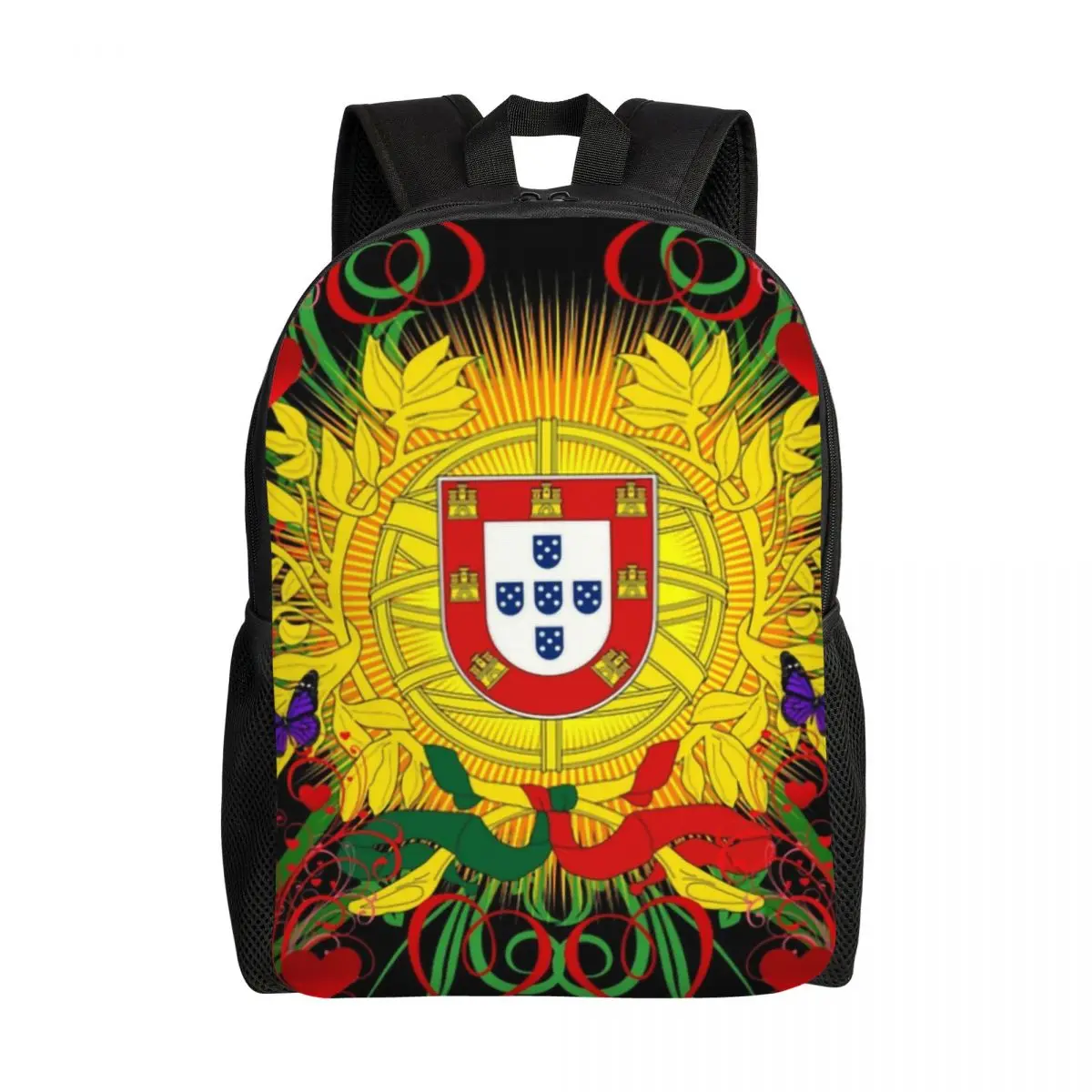 Custom Portugal Portuguese Art Backpack Men Women Basic Bookbag for School College Coat of Arms Bags