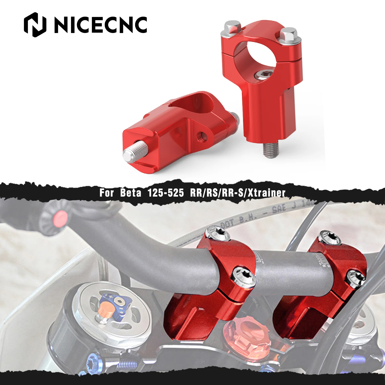 

1 1/8" 28mm Handlebar Riser Clamp Mount For Husqvarna TE FE TC FC TS 125 150 250 300 350 450 498 501 Norden 901 Husaberg FE TE