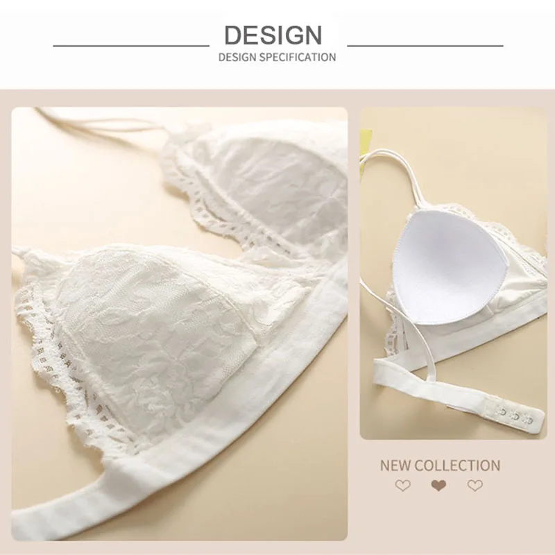 Women\'s Underwear French Style Bra Without Steel Ring Sexy Lace Thin Summer Sling Triangle Cup Breast Wrap Underwear